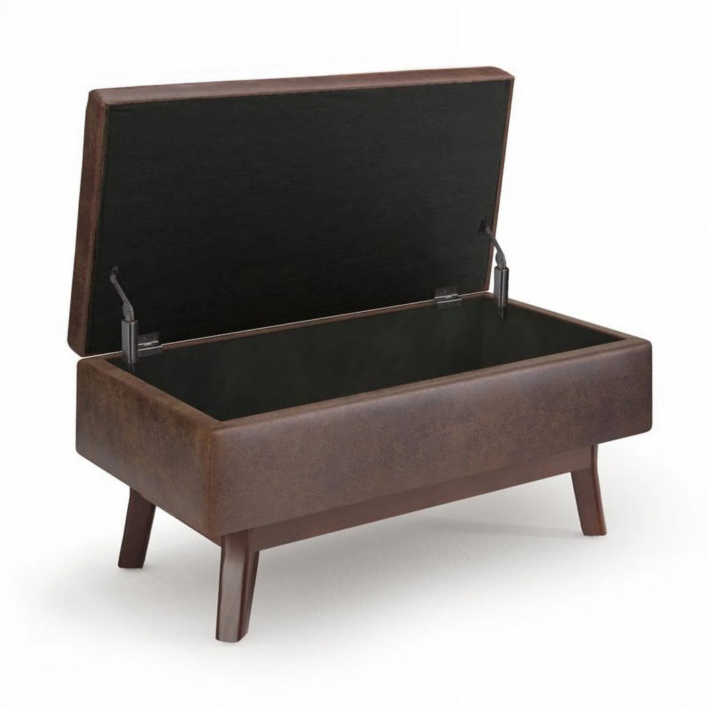 Chestnut Brown Faux Leather Storage Ottoman Z700