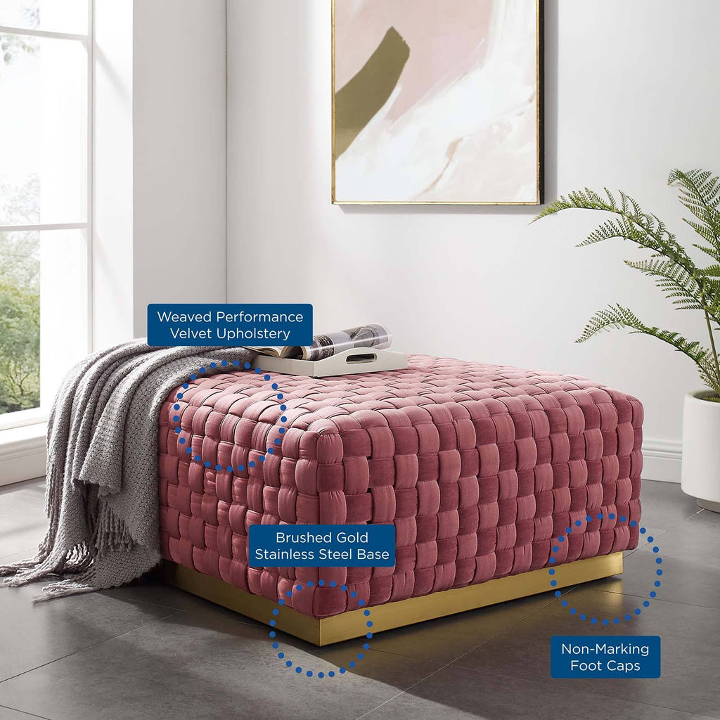 Gray Square Velvet Ottoman Z403