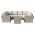 Beige 9-Piece Wicker Sectional Set with Cushion H571