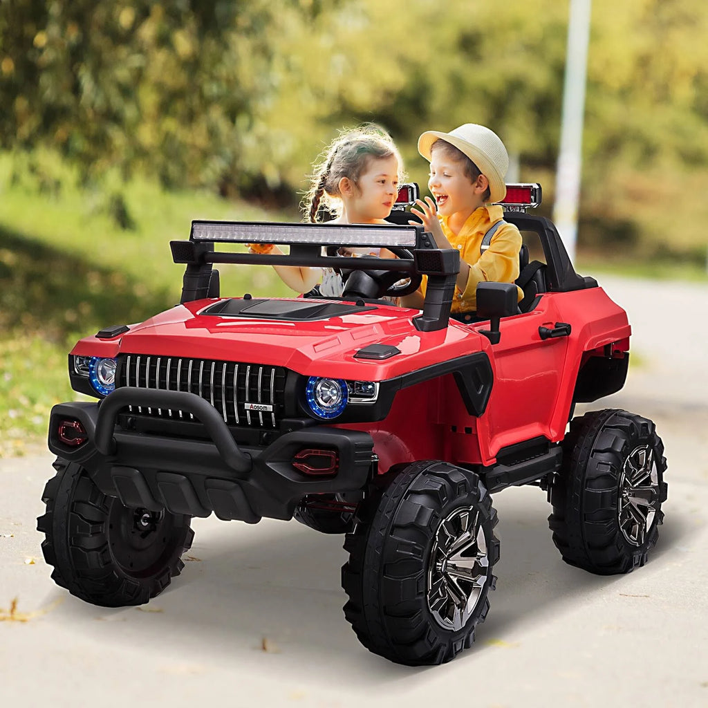 Red 12V Kids Electric 2-Seater Ride on Police Car SUV Truck Toy with Parental Remote Control V36517