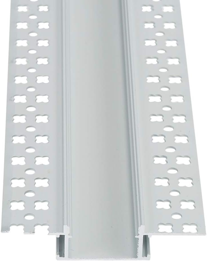 Plaster-in LED Aluminum Channel 6-Pack 3.3ft/1m with Flange for LED Strip, Drywall Aluminum Profile with Clip-in Diffuser and End Caps Z443023