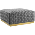 Gray Square Velvet Ottoman Z403