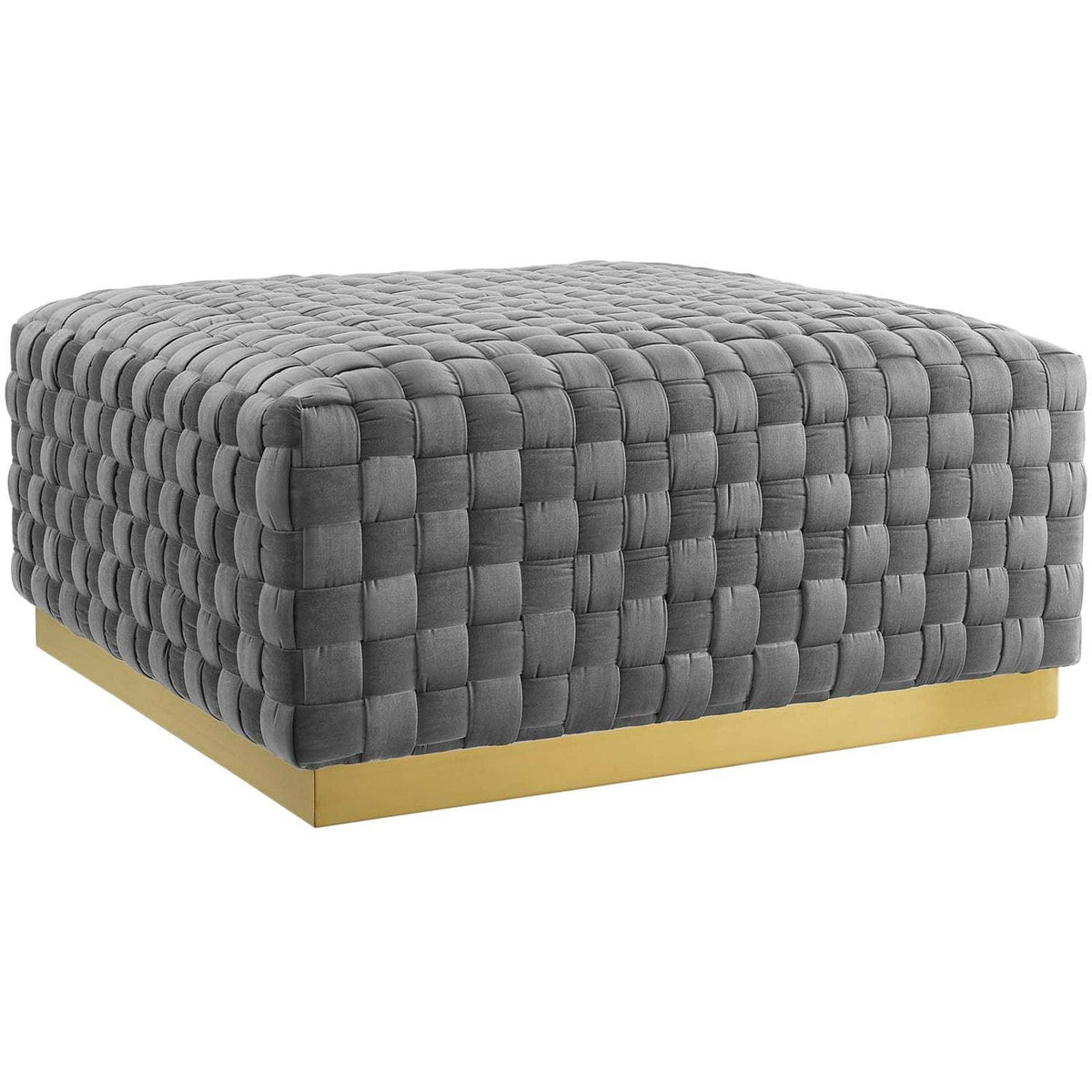 Gray Square Velvet Ottoman Z403
