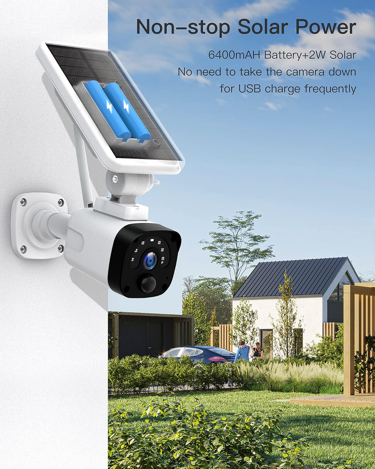 Wireless Solar Security Camera System with Base Station and 4 Cameras, 1080P Night Vision, IP65 Waterproof S259