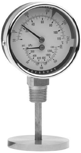 Tridicator with Lag\Rear Stem, 1/4x22 NPT Connection, 2.5x22 Face O66707