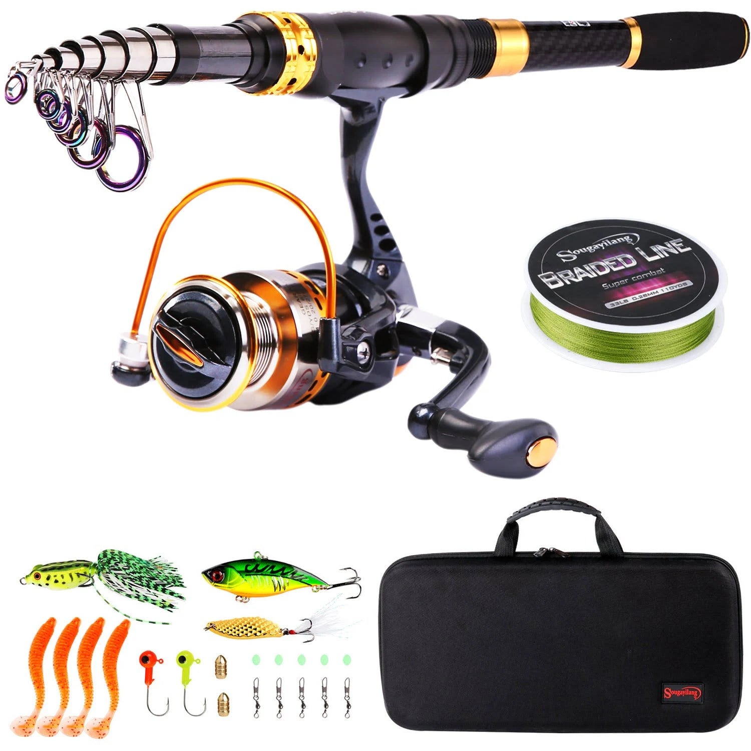 Carbon Fiber Telescopic Fishing Rod with Spinning Reel V330865