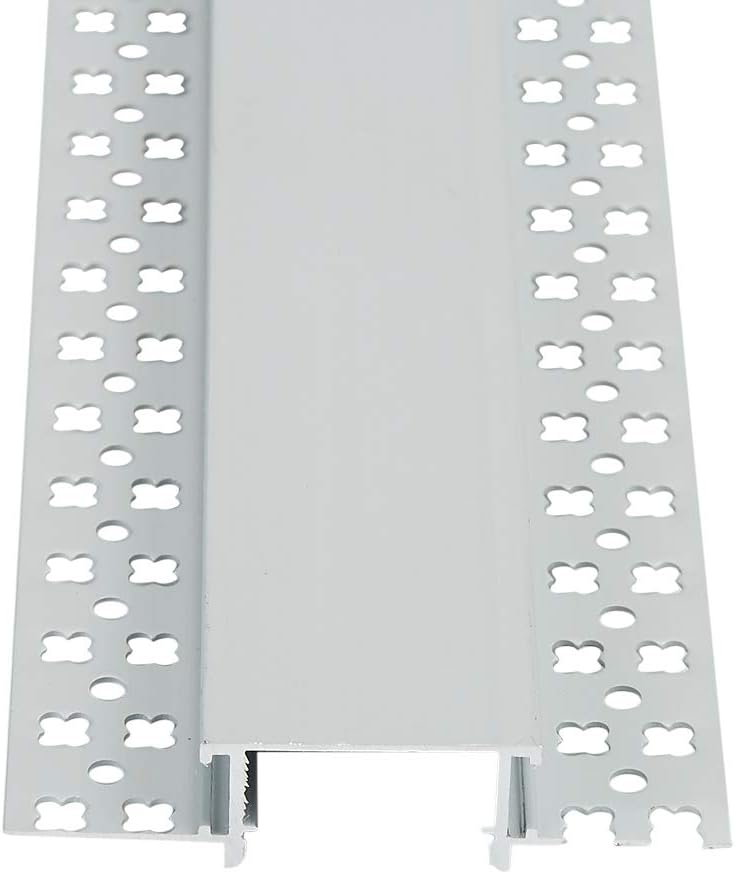 Plaster-in LED Aluminum Channel 6-Pack 3.3ft/1m with Flange for LED Strip, Drywall Aluminum Profile with Clip-in Diffuser and End Caps Z443023