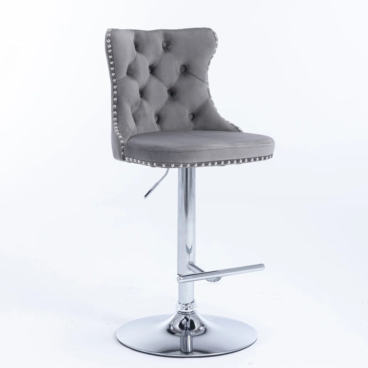 Gray Velvet Swivel Bar Stools Set of 2 with Backs G37000