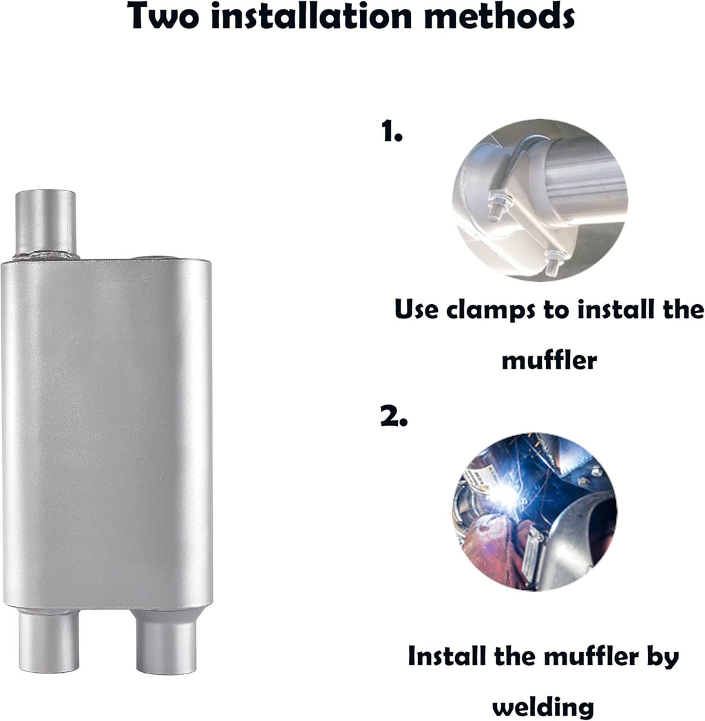 2.5 inch Inlet 2.5 inch Outlet Performance Exhaust Muffler Pack of 2 L9317
