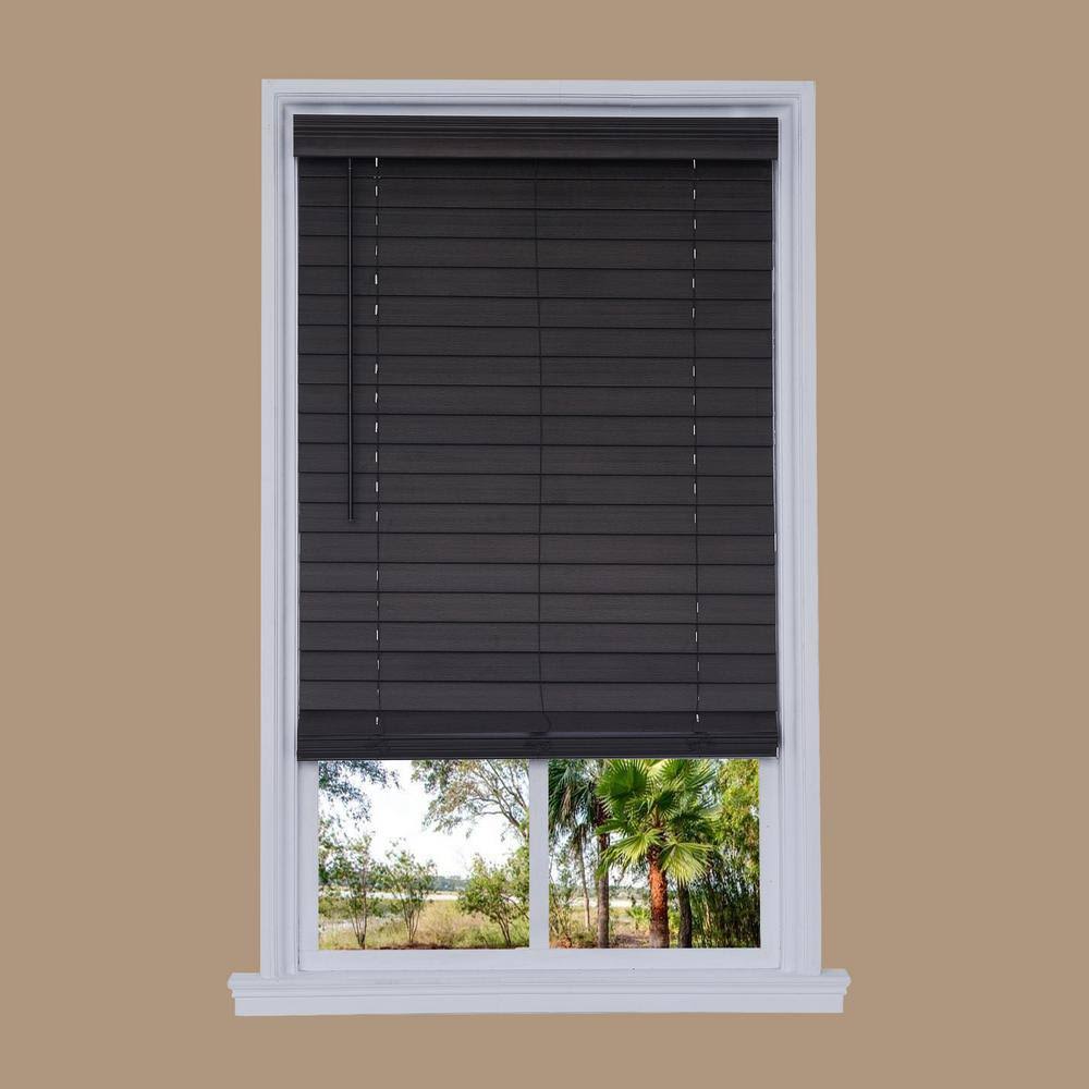 Cordless Walnut Faux Wood Room Darkening Blinds L28537