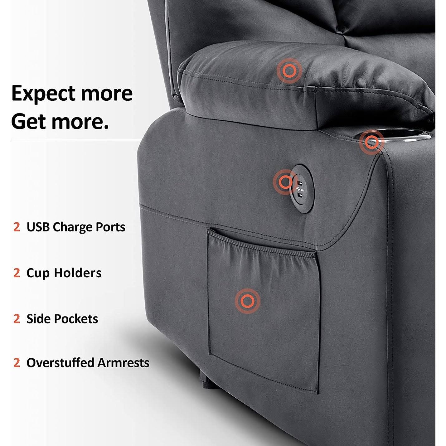 Blue Faux Leather Power Lift Recliner Chair Sofa with Cup Holders E1133