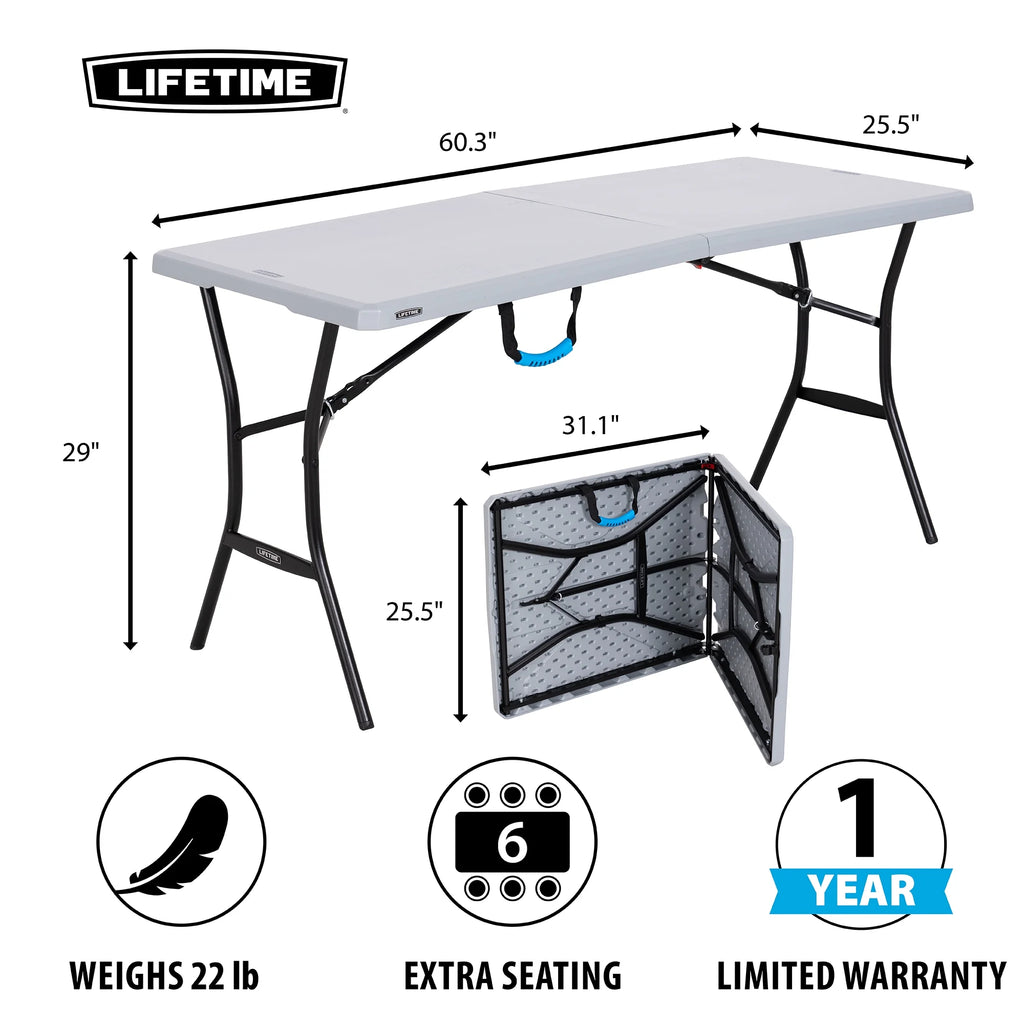 Gray 5 Foot Rectangle Fold-in-Half Table Q2151