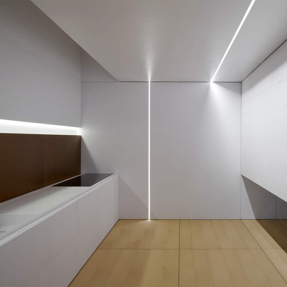 Plaster-in LED Aluminum Channel 6-Pack 3.3ft/1m with Flange for LED Strip, Drywall Aluminum Profile with Clip-in Diffuser and End Caps Z443023