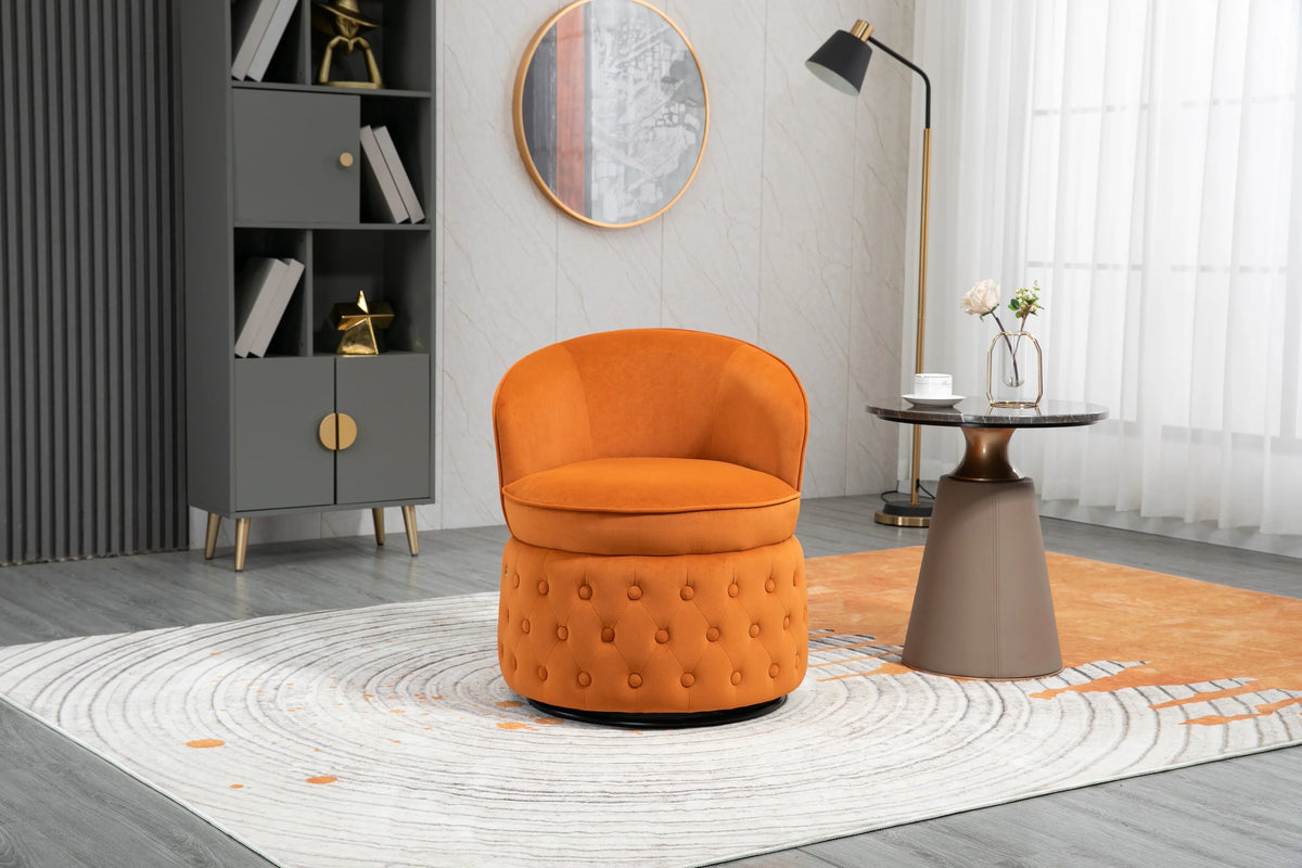 Swivel Cuddle Barrel Accent Sofa Chairs with Wide Upholstered Fluffy Velvet Fabric Chair Y8458