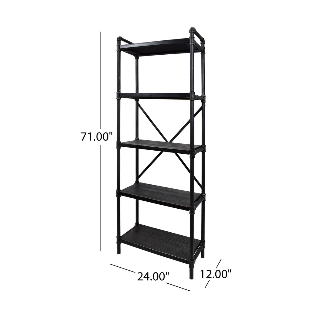 Industrial Iron Five Shelf Bookcase X965425