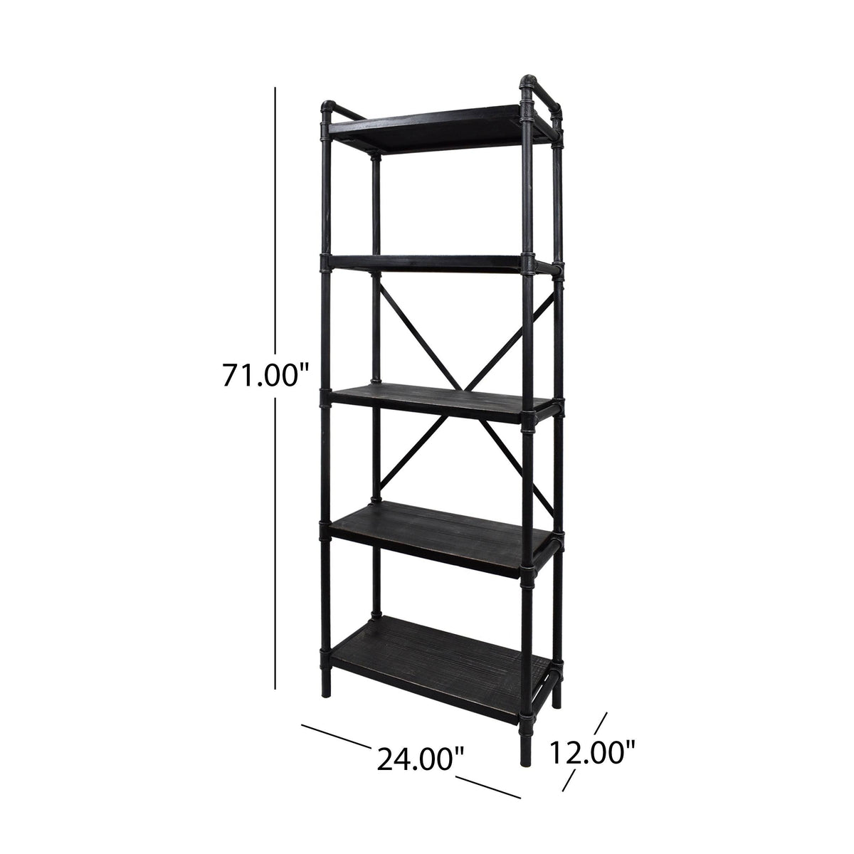 Industrial Iron Five Shelf Bookcase X965425