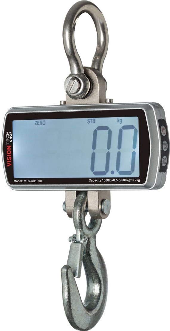 Digital Crane Scale 1000lb 500kg Heavy Duty Compact Hanging Scale LED Display R8064