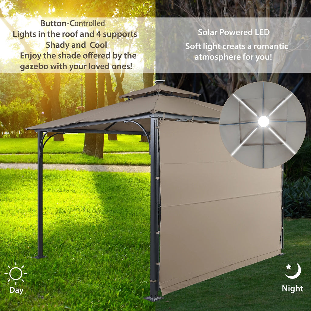 Brown 9.8ft.L x 9.8ft.W Gazebo with LED Light W22605