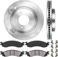 Premium OE 5 Lug Brake Disc Rotors + Ceramic Brake Pads + Clips Y264