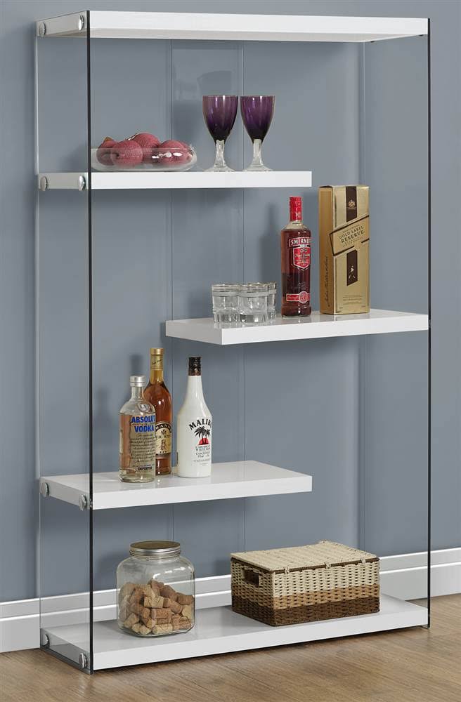 Tempered Glass Bookcase Glossy White B1133