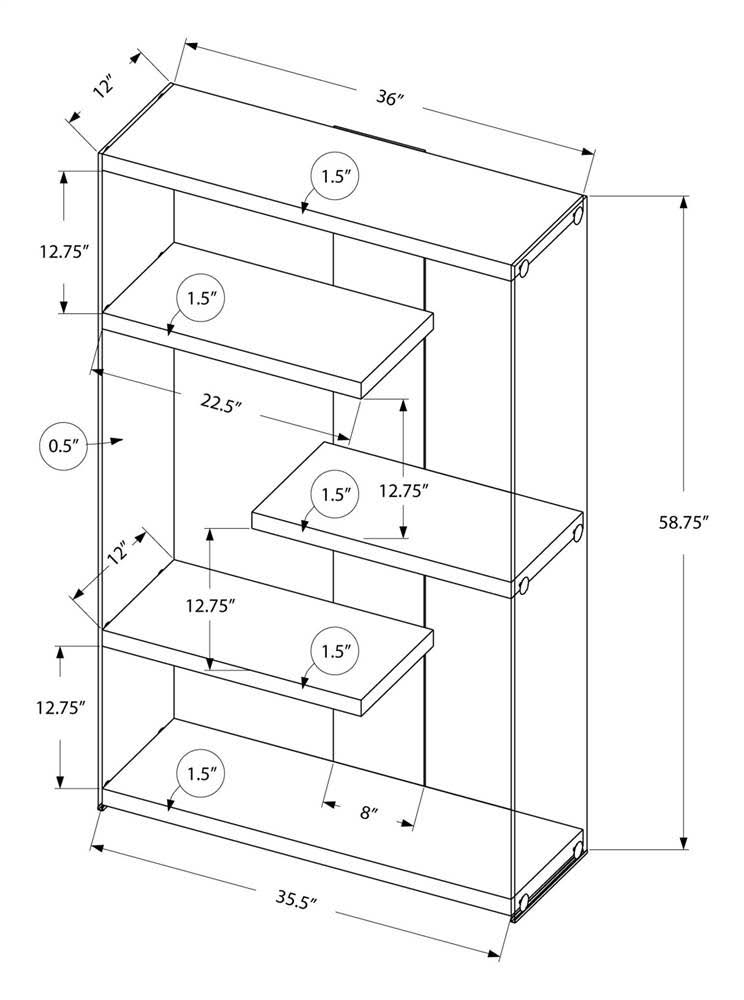 Tempered Glass Bookcase Glossy White B1133