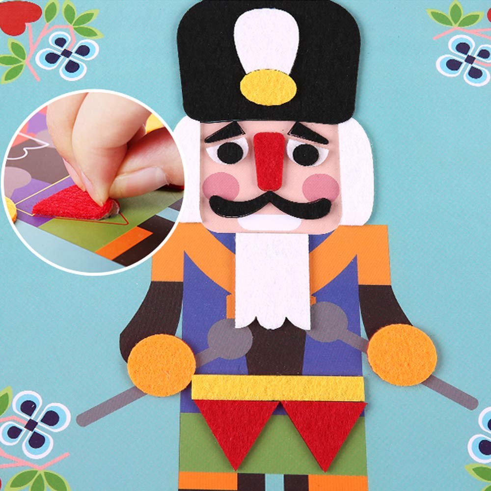 Fuzzy Felt Picture Sticky Mosaics 6 Templates Art Kits S216