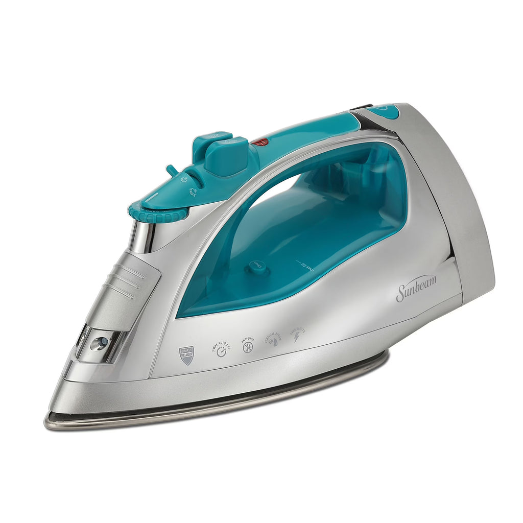 Chrome and Teal Finish Steam Iron with Retractable Cord O3601