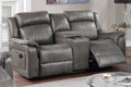 Slate Blue Leatherette Motion Loveseat with Console Reclining T889258