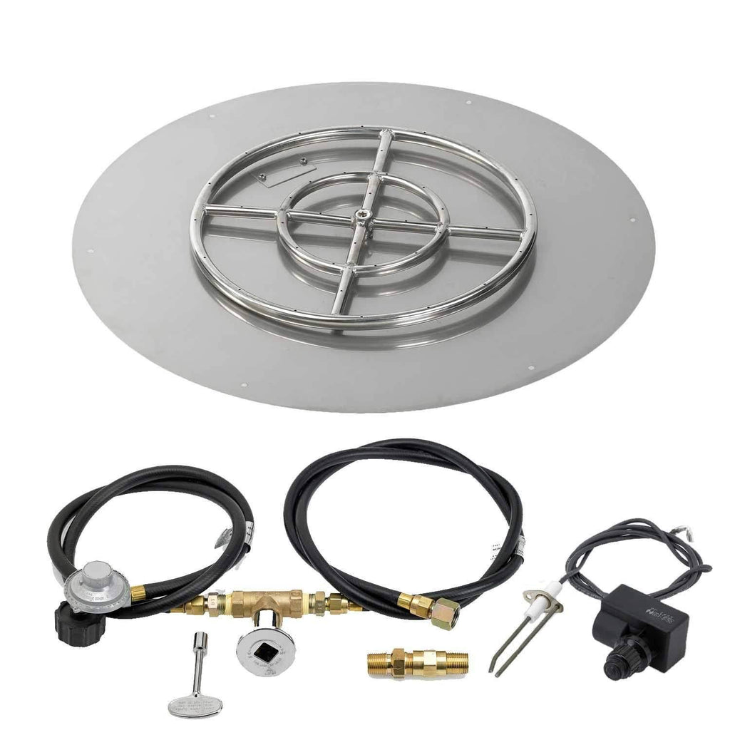 18x22 Round Stainless Steel Flat Pan with Spark Ignition Kit Propane E3838