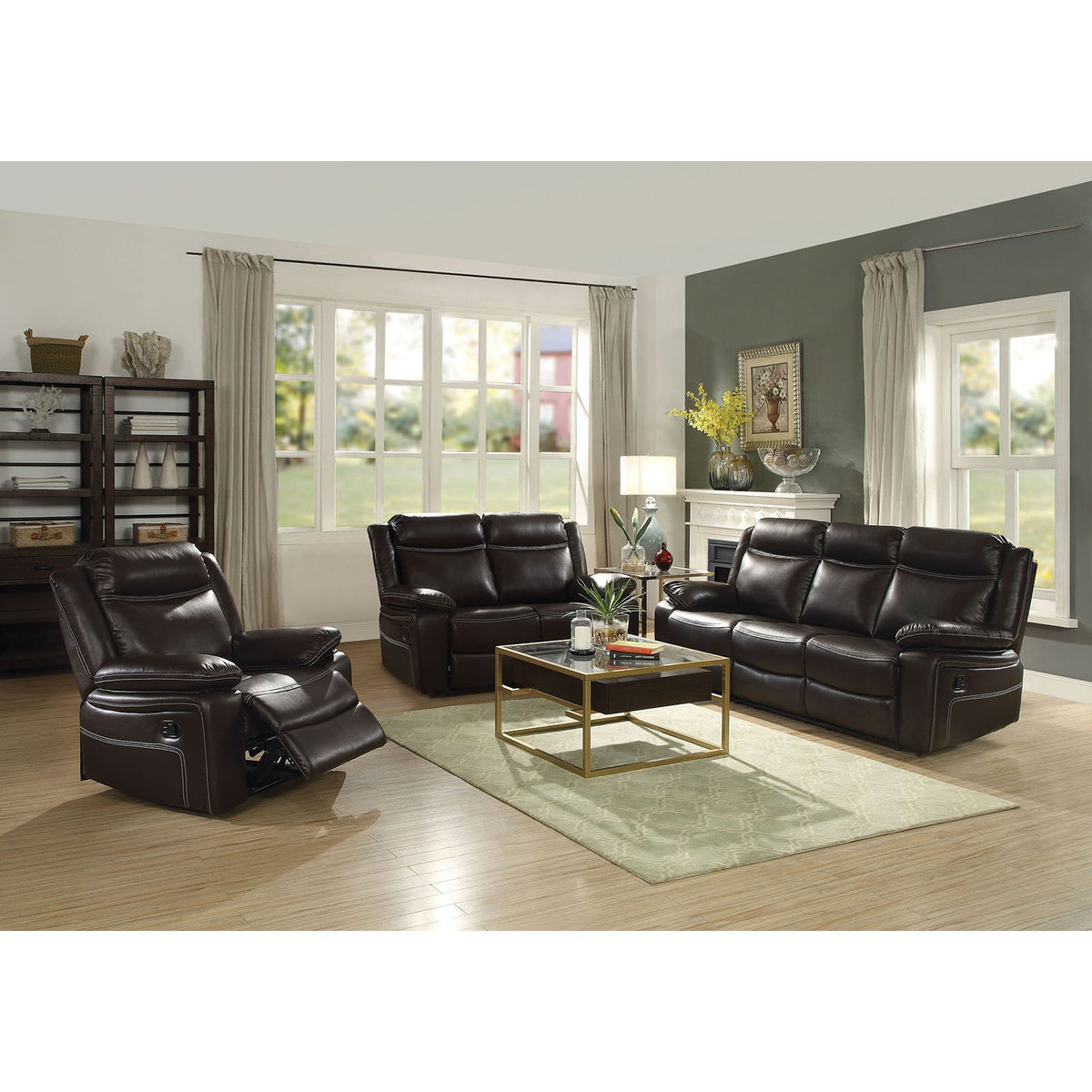 Espresso Brown Metal and Leatherette Recliner P99202