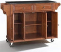 Solid Black Granite Top Kitchen Cart J7548
