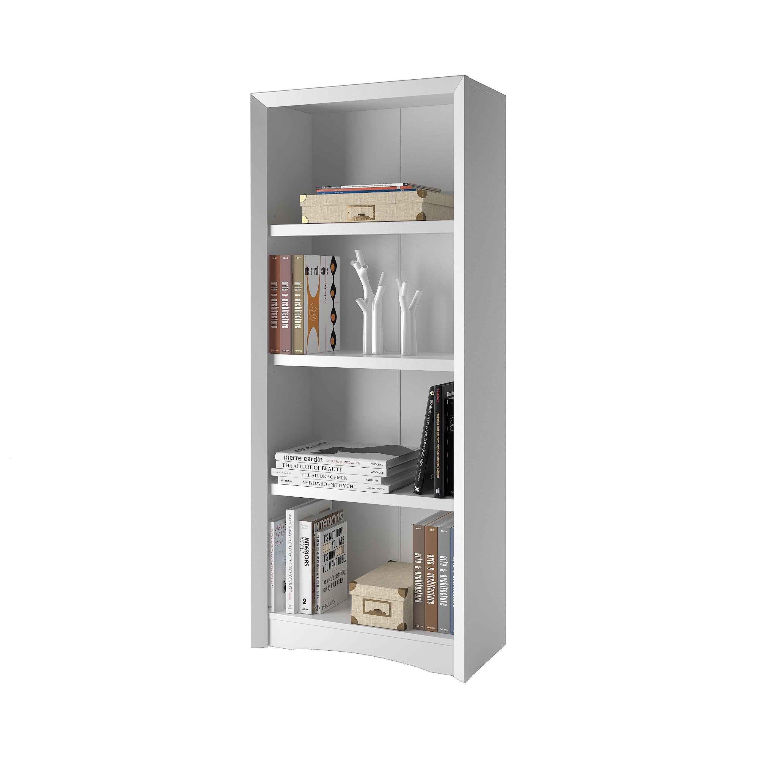 Brown Tall Adjustable Bookcase with Faux Woodgrain Finish I418