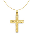 10K Yellow Gold Diamond-Cut Cross Pendant Charm with 14K Yellow Gold Rope Chain Necklace 18'' U10132