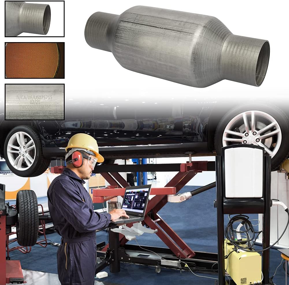 2.25" Inlet/Outlet Universal Catalytic Converter, High Flow Exhaust Pipe, Pack of 2 E461289