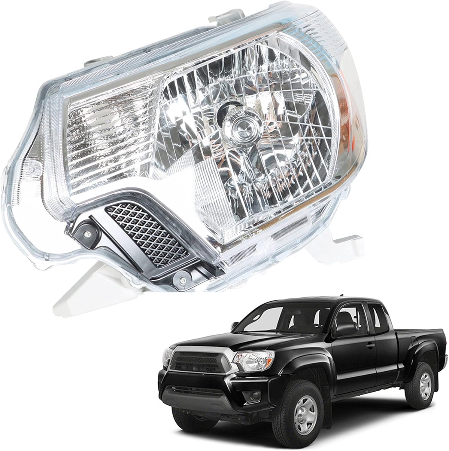 Chrome Housing Headlight Assembly with Amber Reflector for 2012-2015 Toyota Tacoma L693494