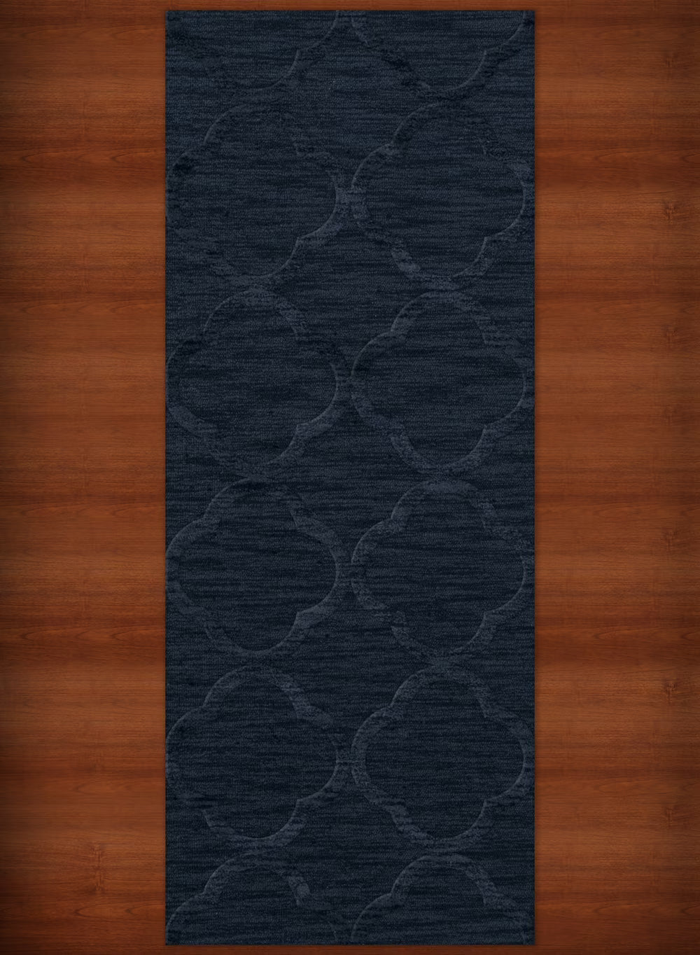 Navy Quaterfoil Trellis Area Rug 2' 6" x 12' Rectangle X11120