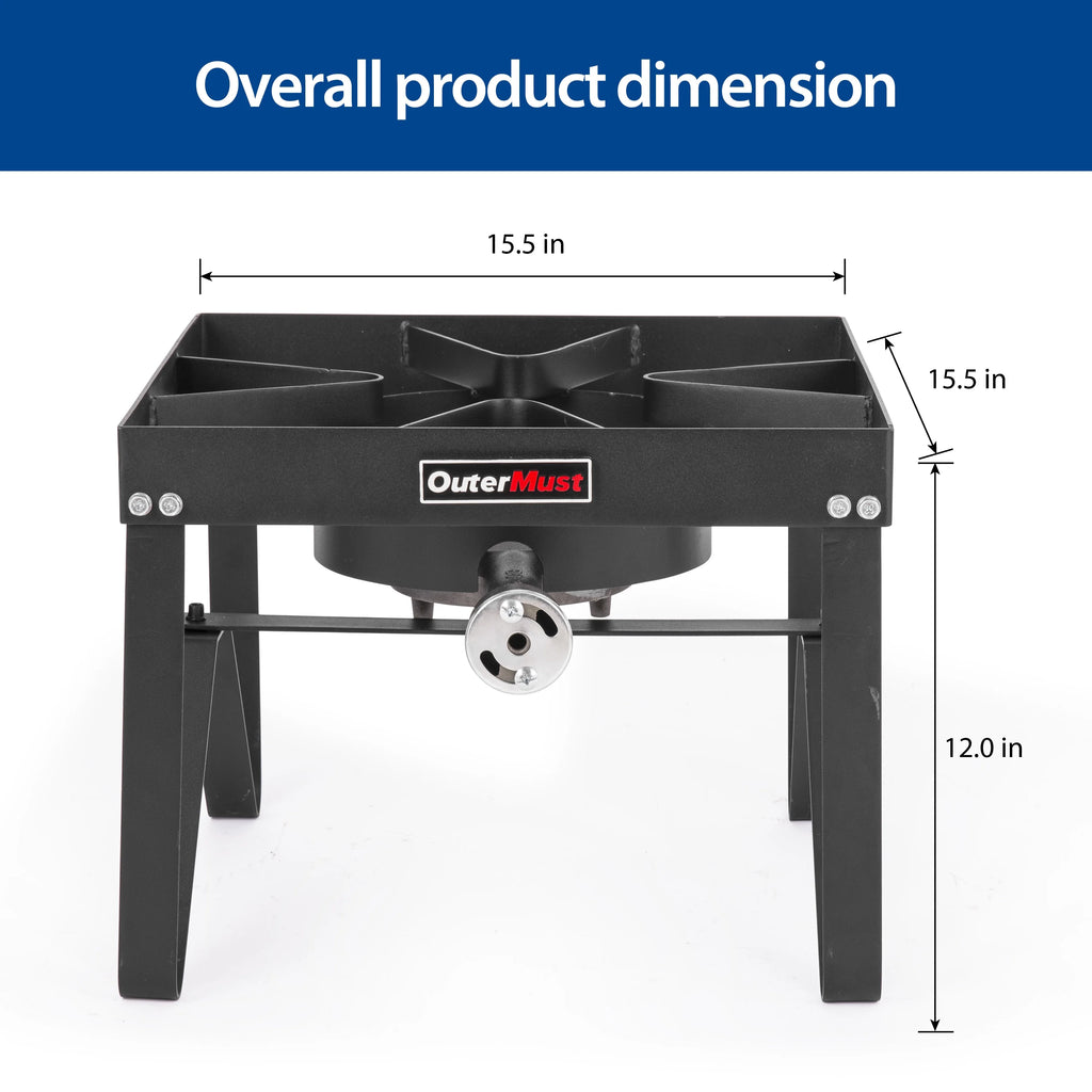 Outdoor Propane Burner Stove with 10 PSI Regulator and Cast Iron Braided Holes H32680