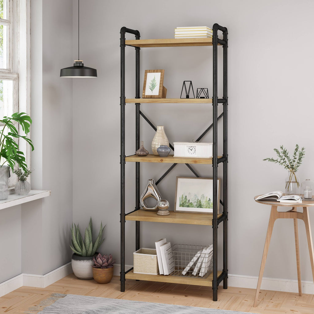 Industrial Iron Five Shelf Bookcase X965425
