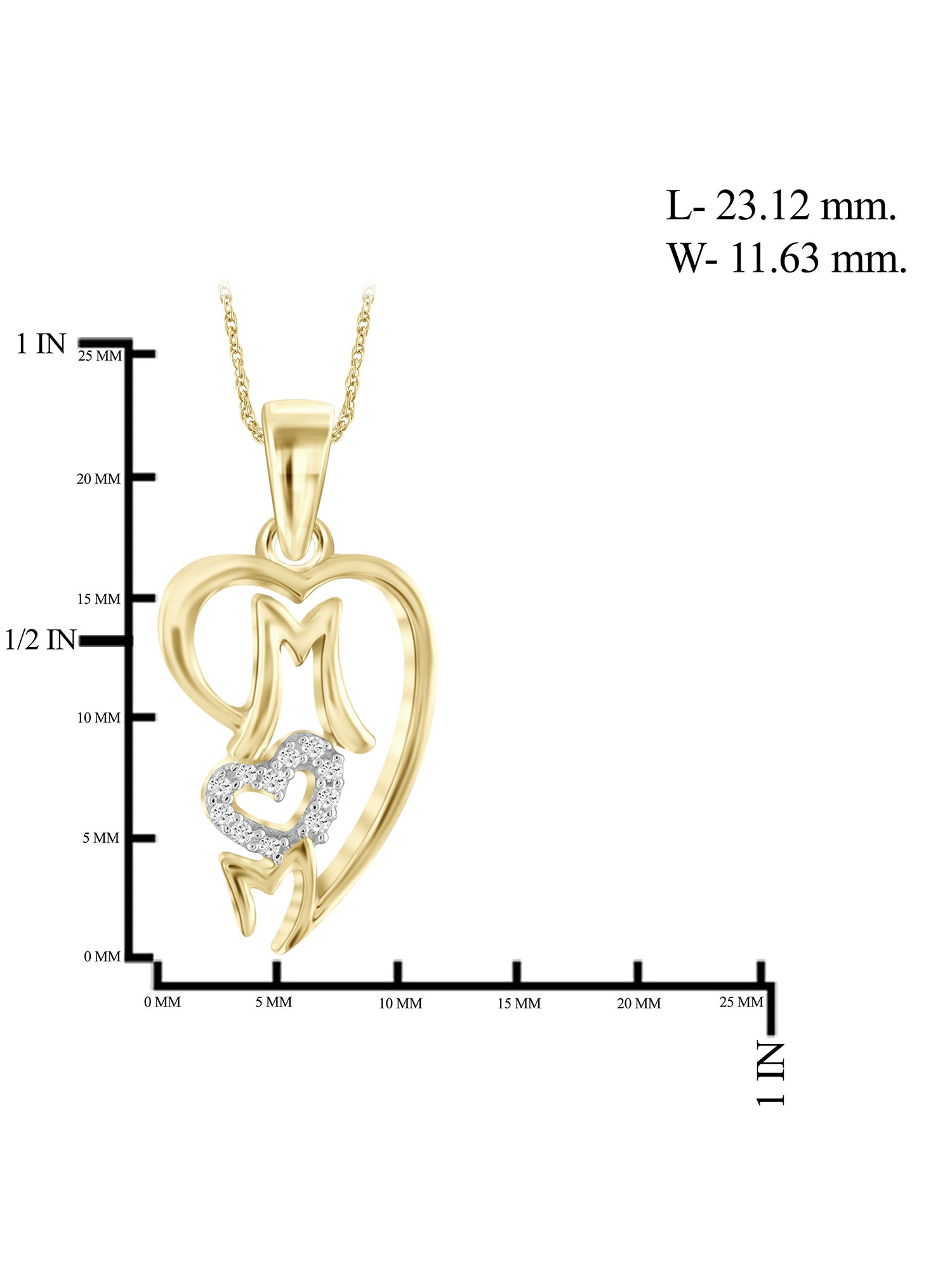 14K Gold Plated Silver Mother Daughter Necklace with White Diamonds N669