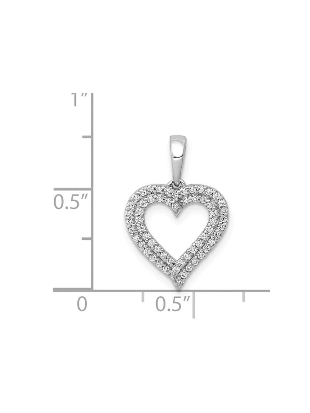 Diamond Double Heart Pendant Necklace in 10K White Gold with Chain T200906