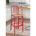 Red Solid Wood Bar Stool D924