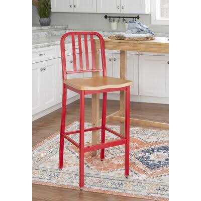 Red Solid Wood Bar Stool D924