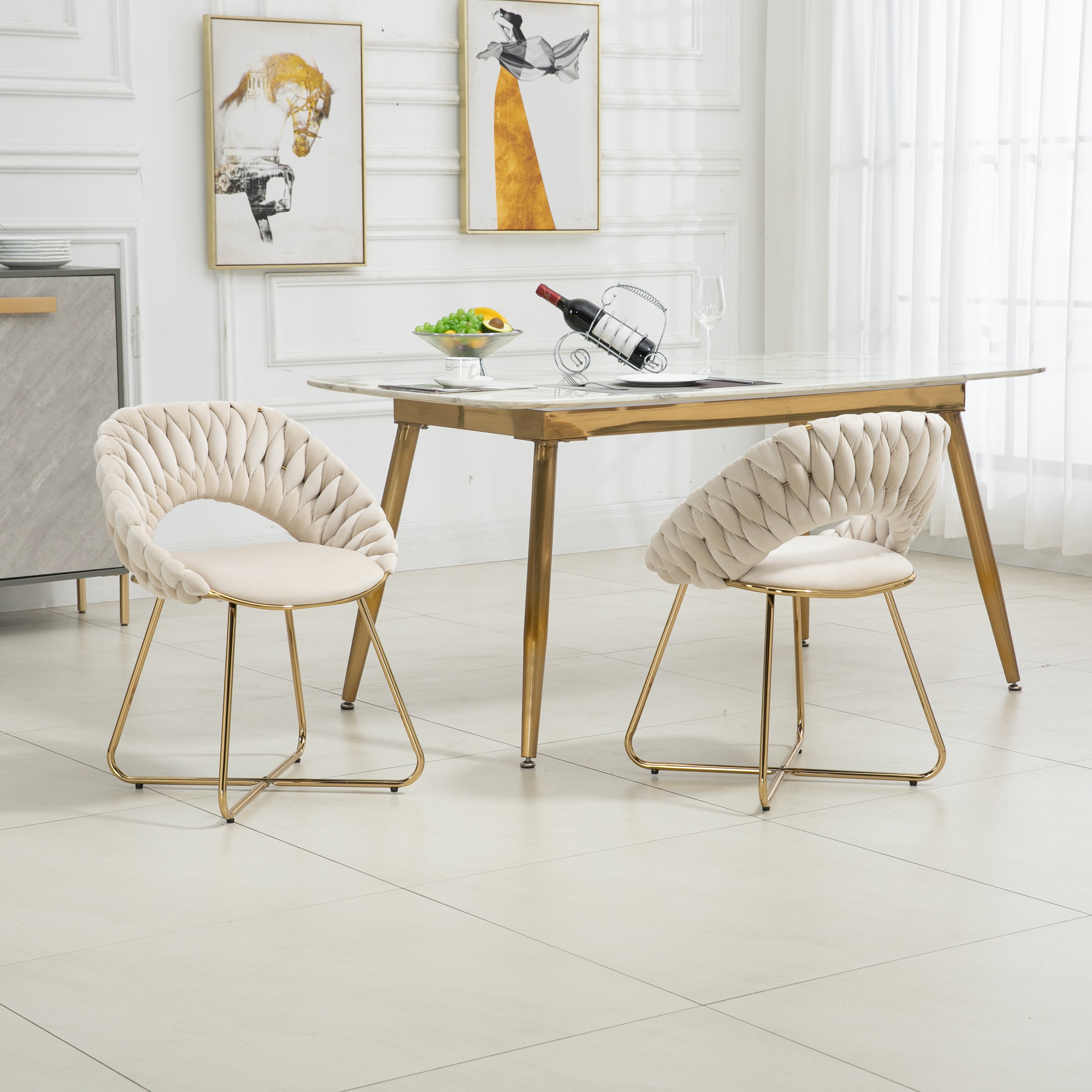 Velvet Accent Chairs Set of 2 with Gold Legs T29865