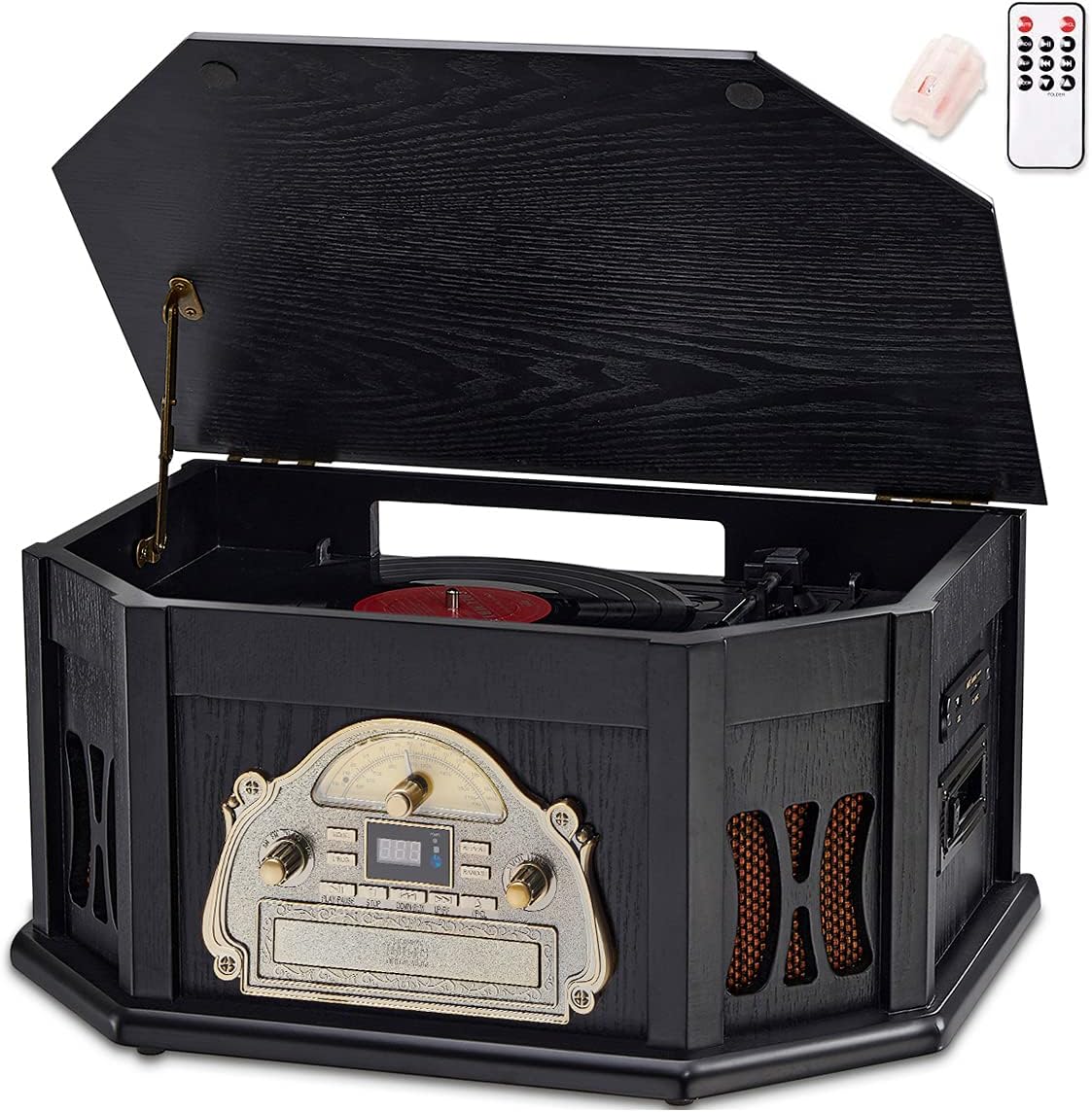 10-in-1 Bluetooth Record Player with 2 Built-in Speakers D34325