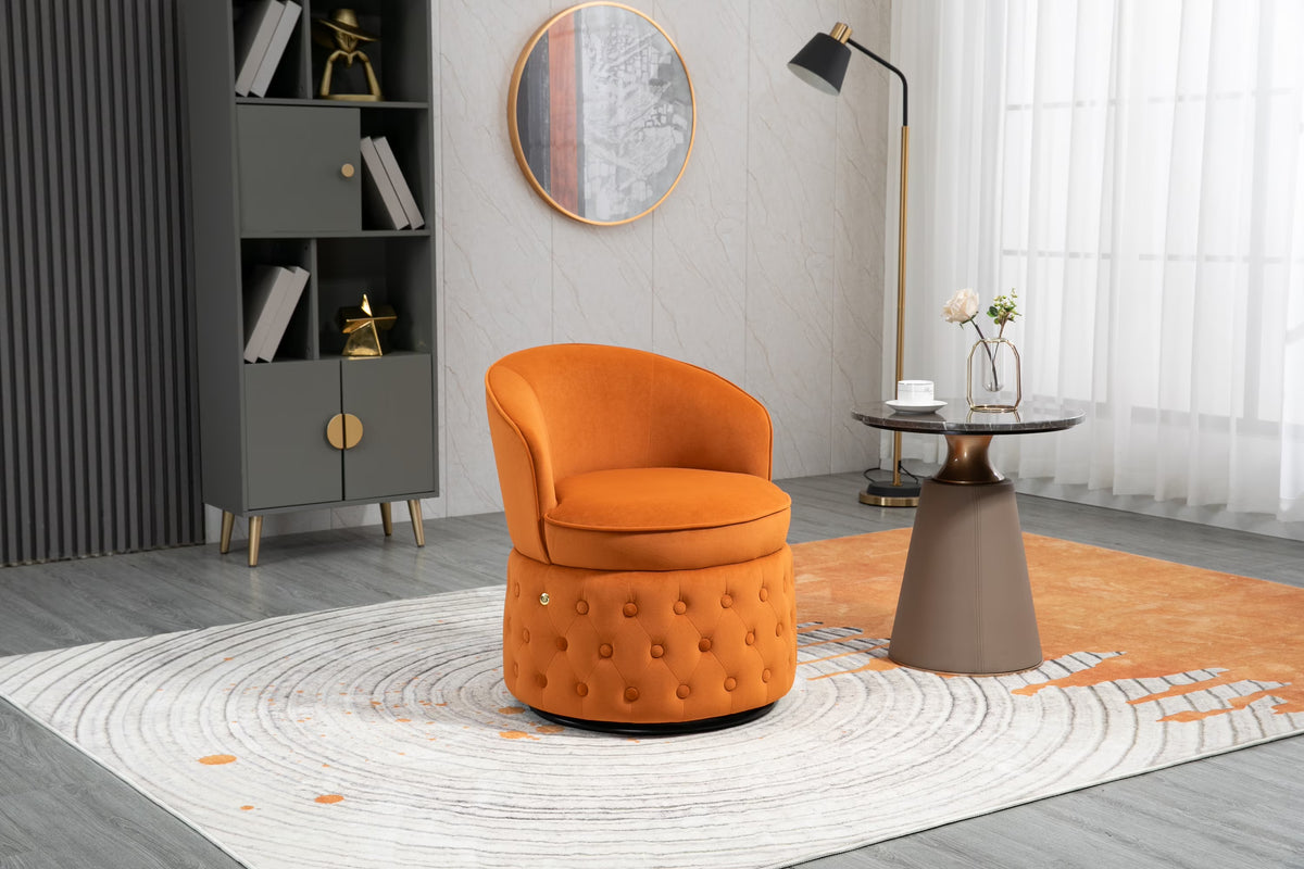 Swivel Cuddle Barrel Accent Sofa Chairs with Wide Upholstered Fluffy Velvet Fabric Chair Y8458