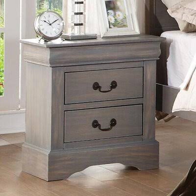 Antique Gray 2 Drawer Nightstand B4175