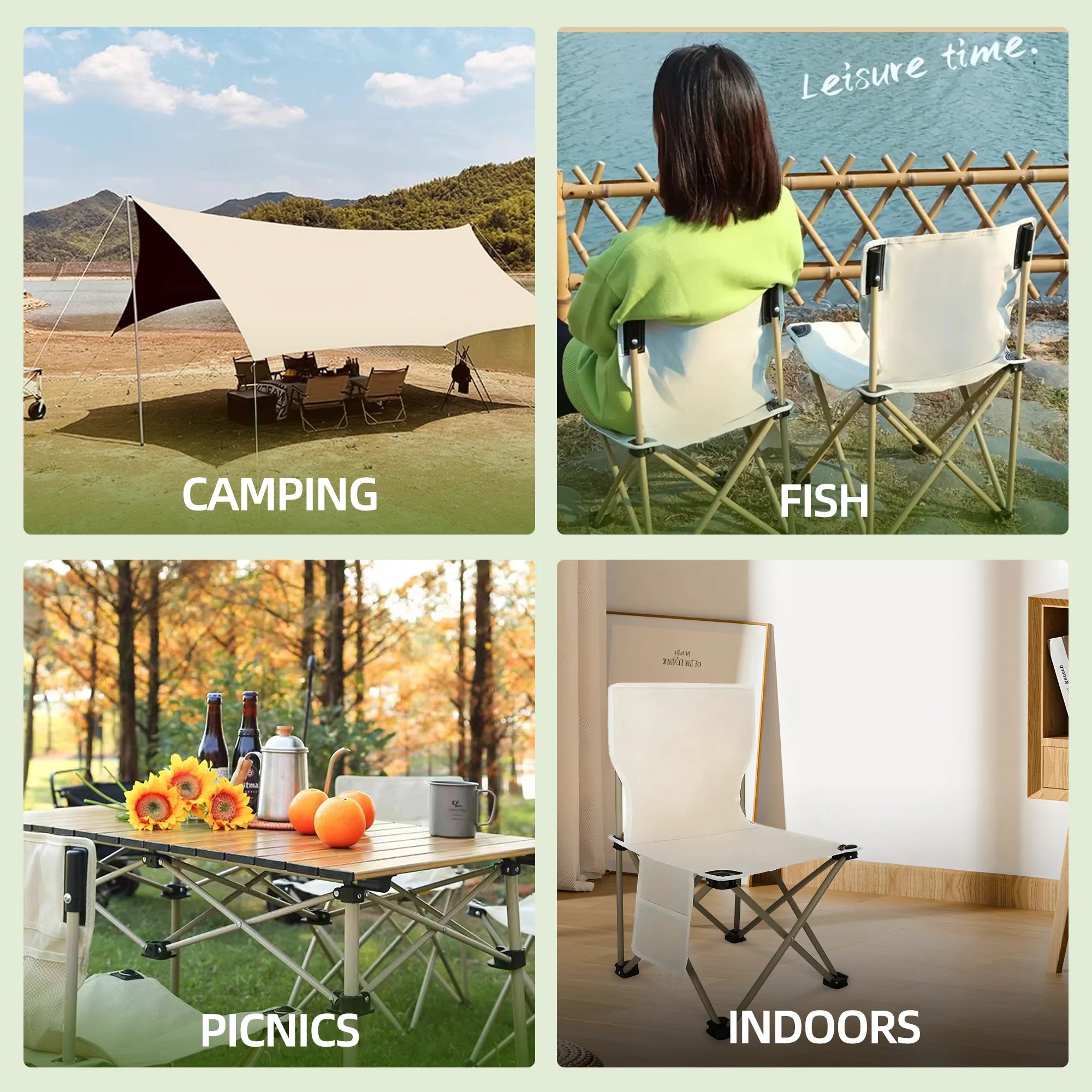 Camping Portable Folding Tables & 2Pcs Chairs Set with Carrying Storage Bag M57117