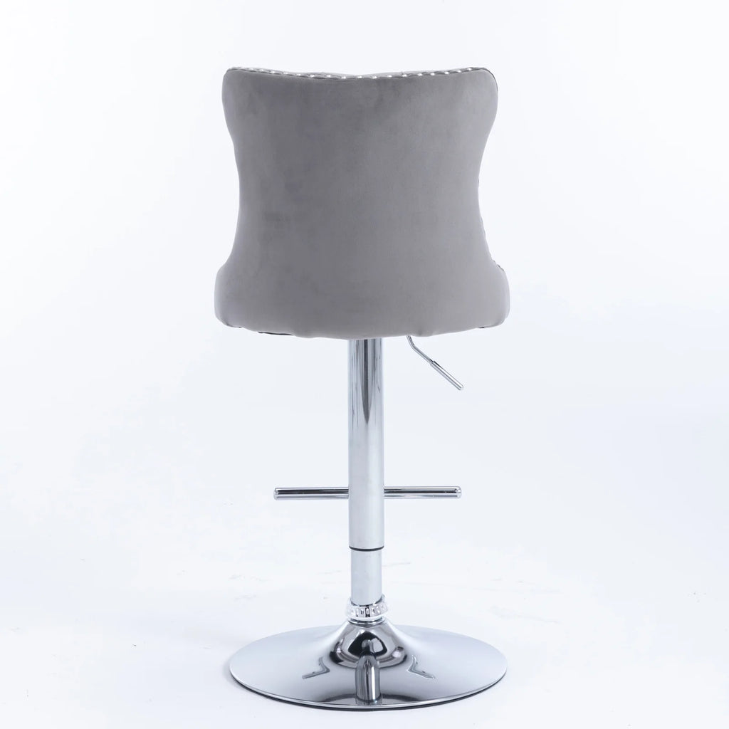 Gray Velvet Swivel Bar Stools Set of 2 with Backs G37000