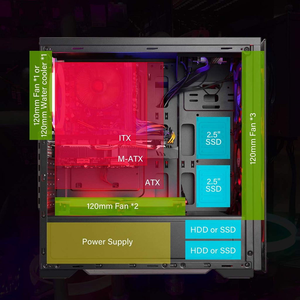 ATX Computer Case with Acrylic Side Panel F164495