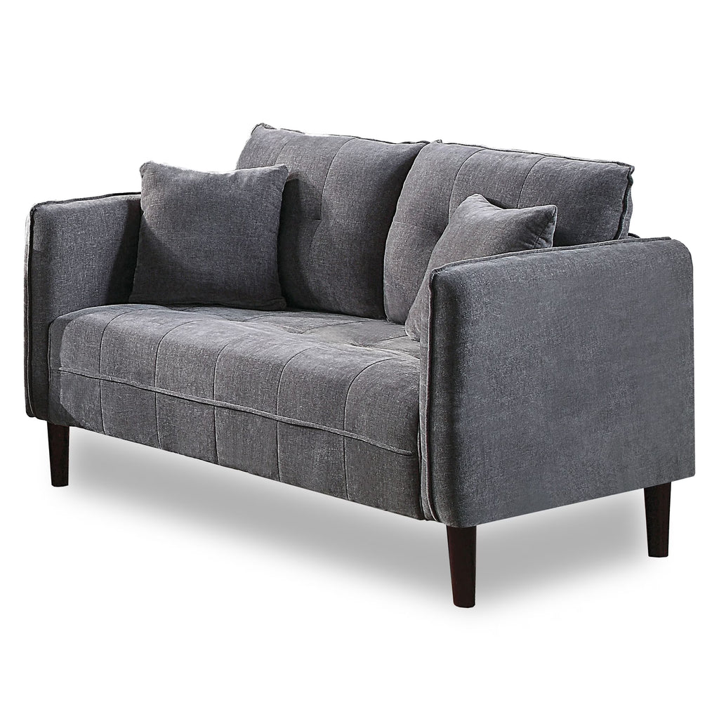 Dark Gray Chenille Tufted Loveseat A566